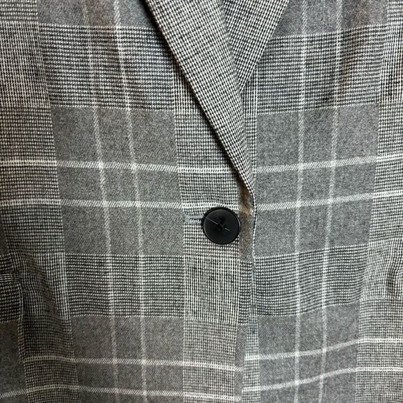 Carlisle New York Grey Black Grid Pattern Wool Blend Blazer Jacket Size 12 - Picture 5 of 12